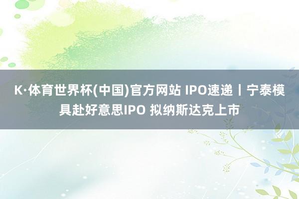 K·体育世界杯(中国)官方网站 IPO速递丨宁泰模具赴好意思IPO 拟纳斯达克上市