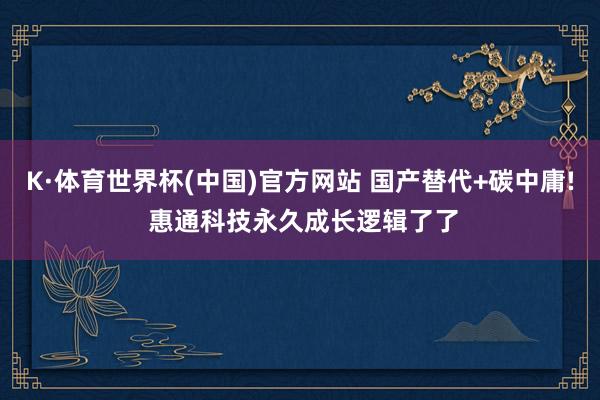K·体育世界杯(中国)官方网站 国产替代+碳中庸! 惠通科技永久成长逻辑了了