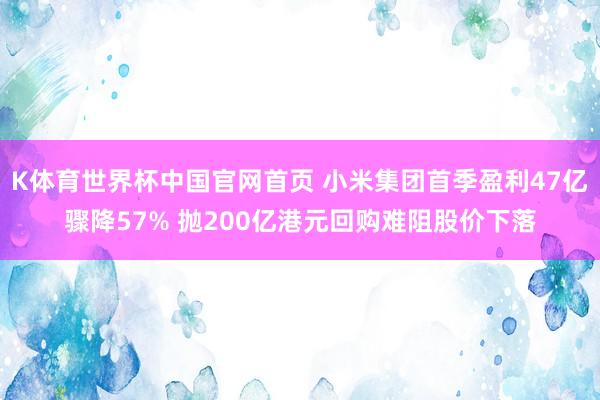 K体育世界杯中国官网首页 小米集团首季盈利47亿骤降57% 抛200亿港元回购难阻股价下落