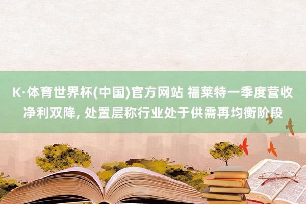 K·体育世界杯(中国)官方网站 福莱特一季度营收净利双降, 处置层称行业处于供需再均衡阶段