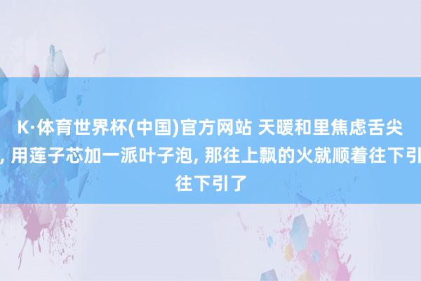 K·体育世界杯(中国)官方网站 天暖和里焦虑舌尖红, 用莲子芯加一派叶子泡, 那往上飘的火就顺着往下引了