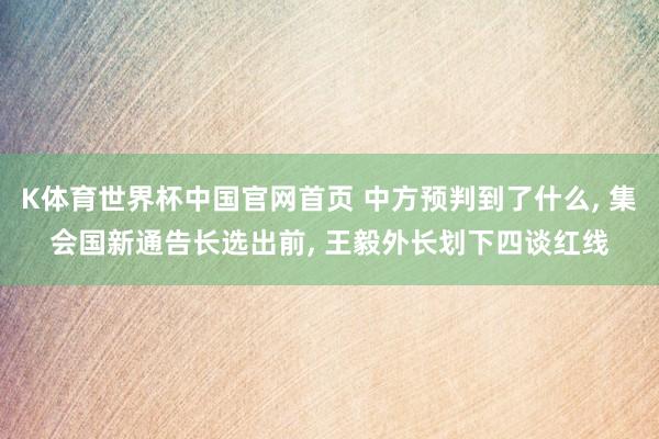 K体育世界杯中国官网首页 中方预判到了什么, 集会国新通告长选出前, 王毅外长划下四谈红线