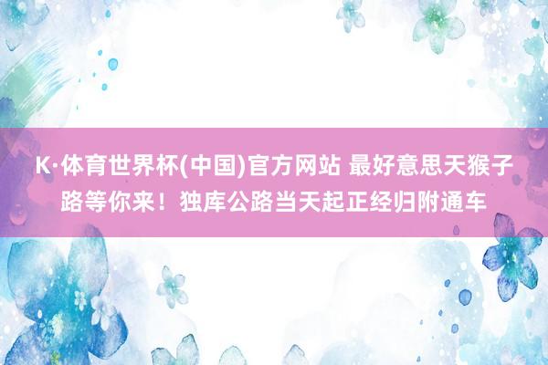 K·体育世界杯(中国)官方网站 最好意思天猴子路等你来！独库公路当天起正经归附通车