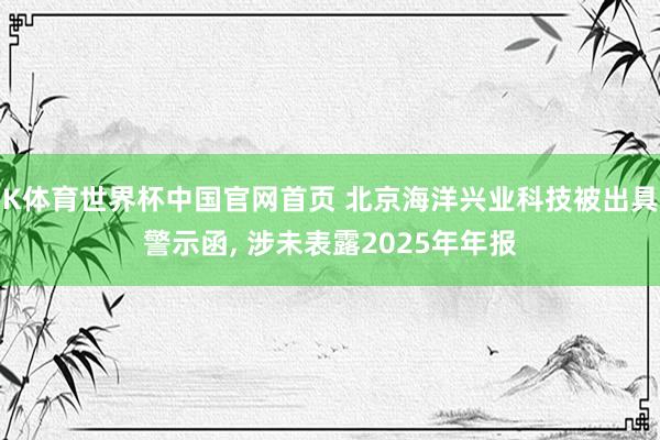 K体育世界杯中国官网首页 北京海洋兴业科技被出具警示函， 涉未表露2025年年报