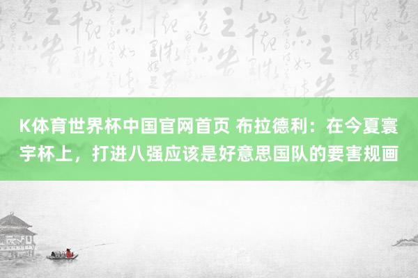 K体育世界杯中国官网首页 布拉德利：在今夏寰宇杯上，打进八强应该是好意思国队的要害规画