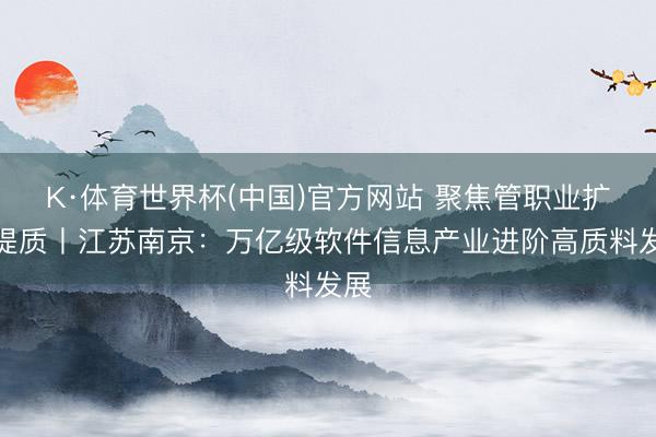 K·体育世界杯(中国)官方网站 聚焦管职业扩能提质丨江苏南京:万亿级软件信息产业进阶高质料发展