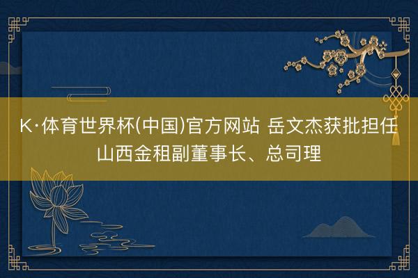 K·体育世界杯(中国)官方网站 岳文杰获批担任山西金租副董事长、总司理