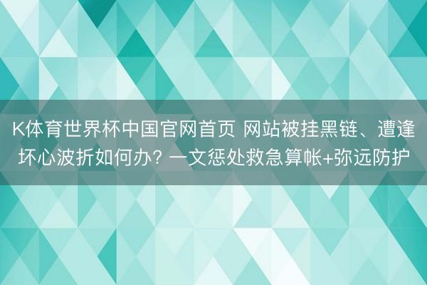 K体育世界杯中国官网首页 网站被挂黑链、遭逢坏心波折如何办? 一文惩处救急算帐+弥远防护